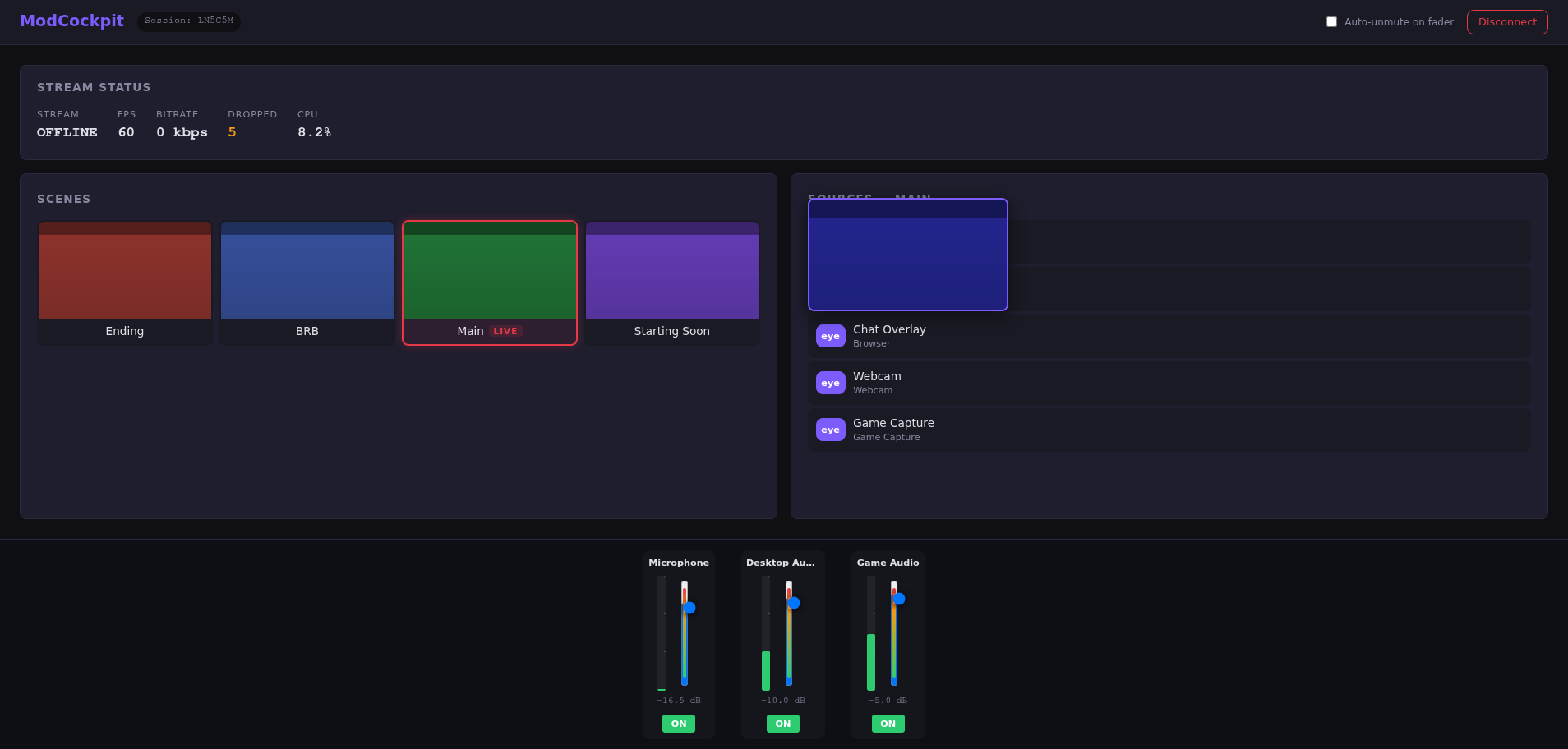 Quellen-Vorschau: Chat-Overlay als Live-Thumbnail im Dashboard